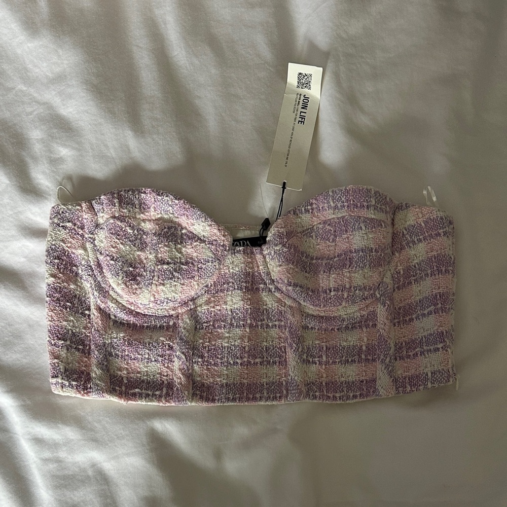 zara tweed crop top
